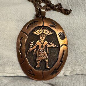 Copper Bell Vintage Kachina Pendant And Copper Chain